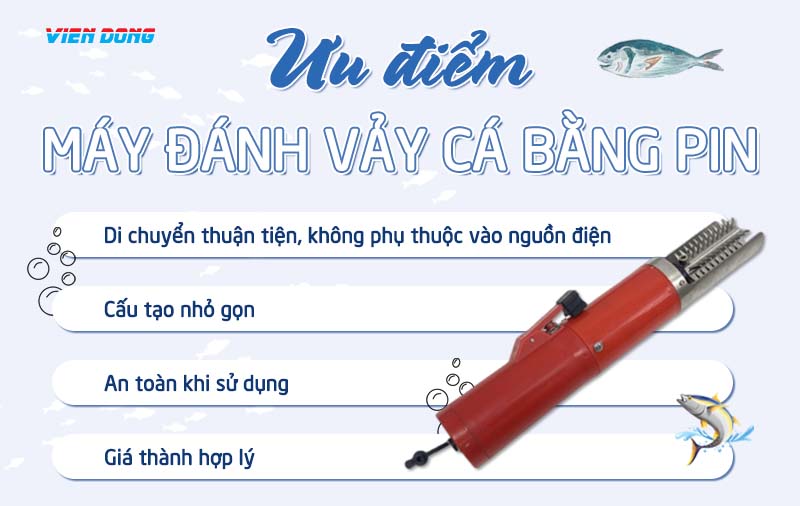 máy đánh vảy cá bằng pin